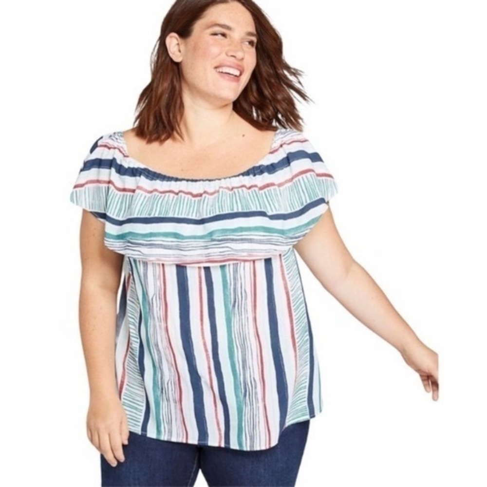 NWT Lane Bryant striped off shoulder top 18/20 B4